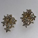 Vintage Earrings Runway Glam Rhinestone Stars Clip Multi Star Dangle Sparkle SEE