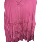 Pink Sleeveless Top Embroidery Super Pretty Fine Cotton NEW 5X / 6X Bust 68”