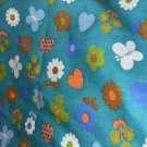 Vintage Cotton Fabric 60s 70s Butterflies Lady Bug Hearts Flowers 36" x 45" Nice