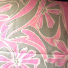 Vintage 1970s Hawaiian Fabric Bright Pink Gray White Flower Abstract 44” x 70”