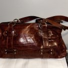 Designer Valentina Handbag Pell Leather Couture Italy Satchel 2 Strap Brown RARE