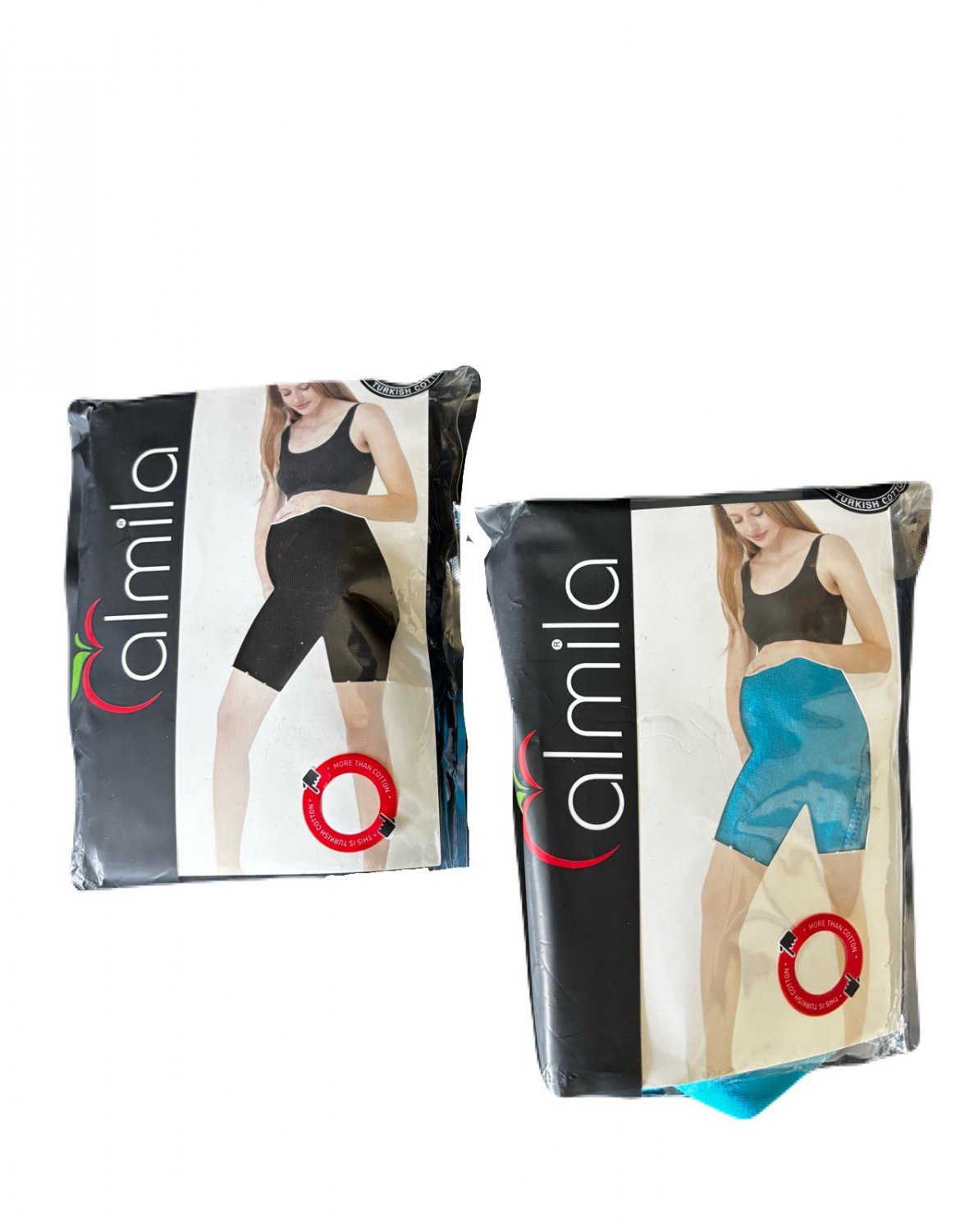 2 Pair Maternity Tummy Control Shorts Short Leggings Turquoise Black 2XL NEW