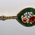 Vintage Brooch Pin Micro Mosaic Venetian Mandolin Roses ITALY 1950s Tourist Love