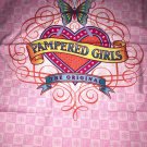 RARE Fabric Pampered Girls Pink Butterfly Heart 6 Panel Squares 42” x 52” New