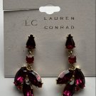 LC LAUREN CONRAD Earrings Red Fuschia Navette Rhinestone Dangle Drop NWT Elegant