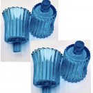 4 PEG Votives Candle Holders RIBBED Glass Colonial Blue Aqua Horizon HOMCO MCM