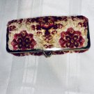 Vintage Eyeglass Case Holder 60s Japan Velvet Floral Tapestry Kiss Lock Glasses