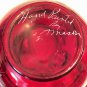 Vintage FENTON Vase Ruby Red White Roses Flower Ruffle Edge Artist Signed Amason