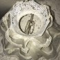 Vintage LAMP SHADE PLASTIC RUFFLED LACE FABRIC Ribbon Shabby Chic Vanity RETRO