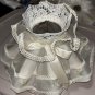 Vintage LAMP SHADE PLASTIC RUFFLED LACE FABRIC Ribbon Shabby Chic Vanity RETRO