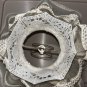 Vintage LAMP SHADE PLASTIC RUFFLED LACE FABRIC Ribbon Shabby Chic Vanity RETRO