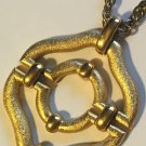 Vintage Crown Trifari Necklace MOD Goldtone MCM Disco Lg Pendant 1970s BoHo Chic