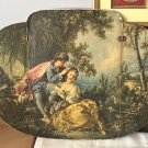 Antique Triptych Boucher Spring Scene Romantic Chic Couple Decor Vanity RARE