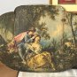 Antique Triptych Boucher Spring Scene Romantic Chic Couple Decor Vanity RARE