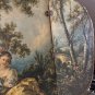 Antique Triptych Boucher Spring Scene Romantic Chic Couple Decor Vanity RARE
