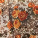 Vintage Fabric Orange Roses Floral Polyester Late 50s Sewing Dressmaker Garment