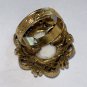 Vintage Victorian Revival Adjustable Ring Antique Gold Tone AB Milk Glass 1970s