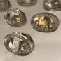 Vintage Glass Drawer Knobs Pulls Oval Beaded Rim Furniture Elegant Chic Glam 8