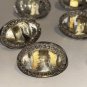 Vintage Glass Drawer Knobs Pulls Oval Beaded Rim Furniture Elegant Chic Glam 8