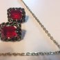 Vintage Necklace Clip Earrings Ruby Red Rhinestone Jewel SARAH COVENTRY MAJORCA