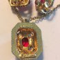 Vintage Necklace Clip Earrings Ruby Red Rhinestone Jewel SARAH COVENTRY MAJORCA