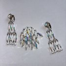 Vintage Brooch Pin Earrings Waterfall Cha Cha AB Milk Glass Miriam H? VERY RARE