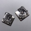 Vintage SHANGRA LA Buddha Clip Earrings Fish ?Unsigned NAPIER 1950s Auntie Mame