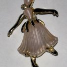 Vintage Brooch Pin Ballerina Dancer Pink Lucite Tutu Ballet Dance 1950s Mad Men