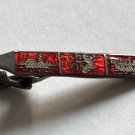 SIAM Tie Clip 925 Sterling Silver Ruby Red Enamel Dancer Boat Temple Vintage 50s