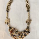 Vintage Necklace Carved Elephant Stones Beads Amethyst Carnelian BoHo 4 Strand Vintage Necklace Carved Elephant Stones Beads Amethyst Carnelian BoHo 4 Strand