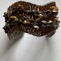Vintage Tiger Eye Cuff Bracelet Handmade Wire Wrapped Beaded BoHo Chic Unique