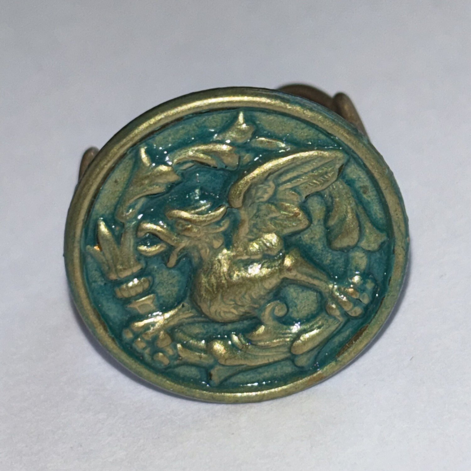 VINTAGE Cocktail Ring Adjustable Griffin 1960s Retro Renaissance Festival Patina