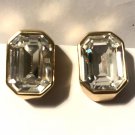Vintage Joan Rivers Earrings Gold Tone Big Clear Rhinestones Clip Sparkle Bling