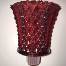 1 Vintage Red Flash Glass Diamond Point Peg Votive Candle Holder HOMCO 1970s