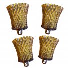 4 Vtg Glass Peg Votives Candle Holder HOMCO Diamond Point Amber Topaz 1970s MCM