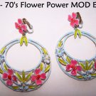 Vintage Earrings Clip On 1960s ARTHUR PEPPER Enamel Flowers Circle Pink ART RARE