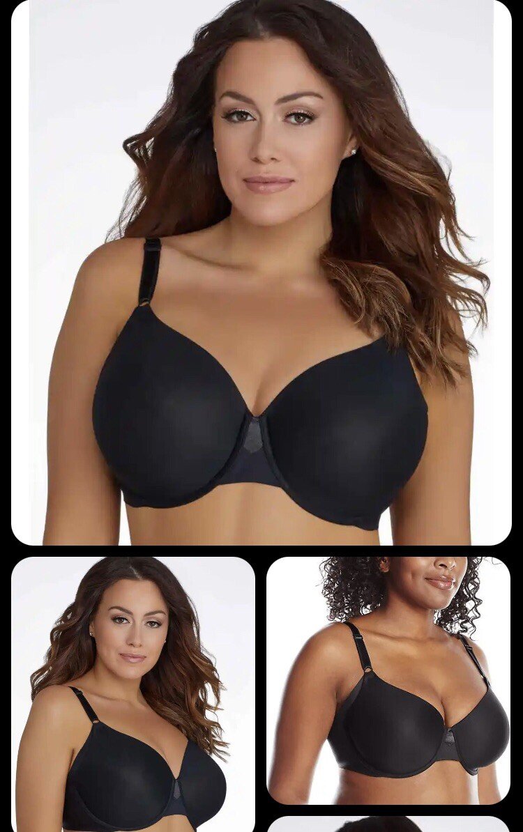 Olga RICH BLACK No Side Effects Underwire Contour Bra US 44C NEW Side Smoothing