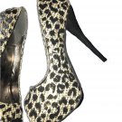 Diva Stiletto 5.5” High Heels Sexy Dancer OPEN TOE Animal Print Sparkle NewSz 10