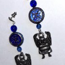 Vintage Earrings Asian Metal Lucky Buddha Enamel Bead Dangle Glass Beads 1990s Vintage Earrings Asian Metal Lucky Buddha Enamel Bead Dangle Glass Beads 1990s