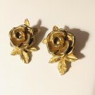 Vintage Earrings Clip On Sarah Coventry American Beauty Rose Flower Mid Century