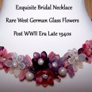 Vintage Necklace Pre WW2 Glass Petal Flowers Metal Mesh Band German Bridal RARE