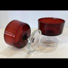 2 Vintage Ruby Red Dessert Clear Stem Cavalier Luminarc Arcoroc 3.25 ” tall L@@k