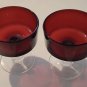 2 Vintage Ruby Red Dessert Clear Stem Cavalier Luminarc Arcoroc 3.25 &acirc;�� tall L@@k