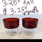 2 Vintage Ruby Red Dessert Clear Stem Cavalier Luminarc Arcoroc 3.25 &acirc;�� tall L@@k