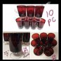 10 Vintage Ruby Red Glasses Clear Stem Cavalier Luminarc Arcoroc 5 1/8â tall