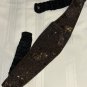 Beaded Cummerbund Waist Belt Hook Closure Vintage 80s Copper Glass Black Satin