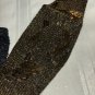 Beaded Cummerbund Waist Belt Hook Closure Vintage 80s Copper Glass Black Satin