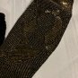 Beaded Cummerbund Waist Belt Hook Closure Vintage 80s Copper Glass Black Satin