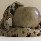 Carved Soapstone Ink Brush Washer Rest Holder Plum w Leaves China Calligraphy