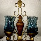 Vintage Candle Sconce Votives MCM Wood Metal Home Interiors FarmHouse Chic HOMCO
